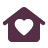 purple home icon with heart in middle