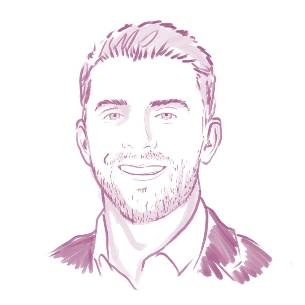 purple sketch of Kevin Lavelle, CEO & COFOUNDER of Harbor